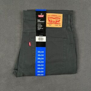 Levis 514 Pants Mens 36x30 Charcoal Gray Straight Fit Stretch Twill NEW